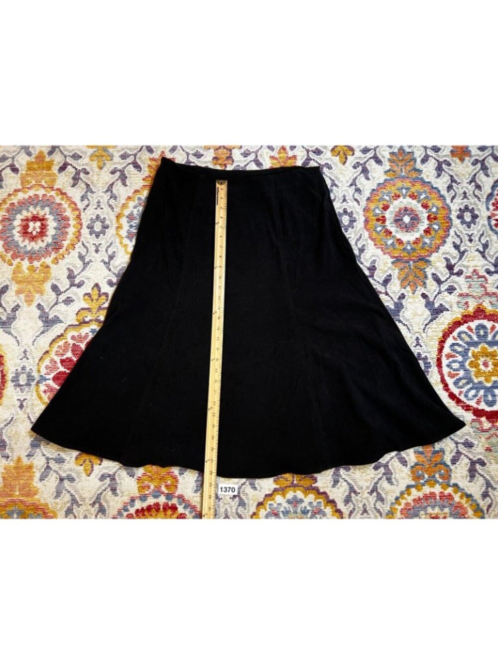 JM Collection A-Line Skirt Women's 12 Black Polyester Stretch Elastic Waist Midi - Picture 3 of 4